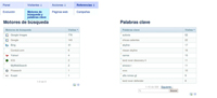 PIWIK detalle de los motores de busqueda y keywords